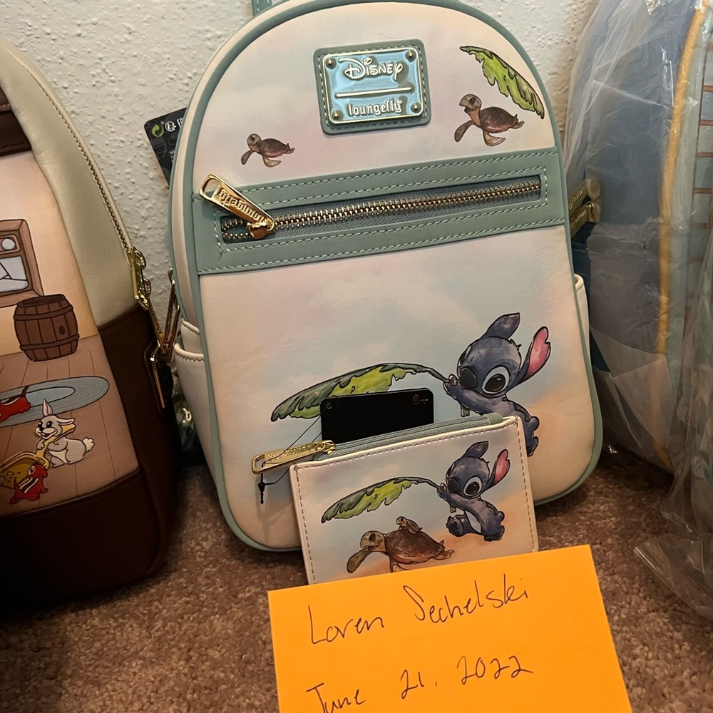 Stitch with turtle mini backpack and wallet set